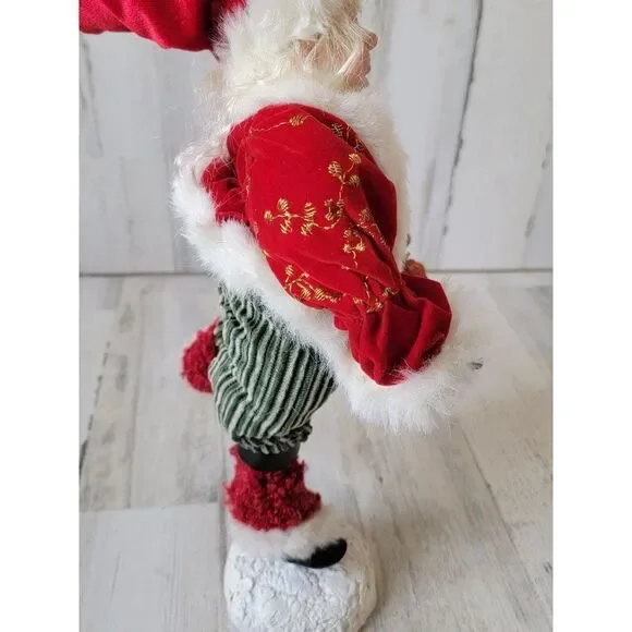 Mrs claus ice skate teddy bear basket flower figure xmas decor